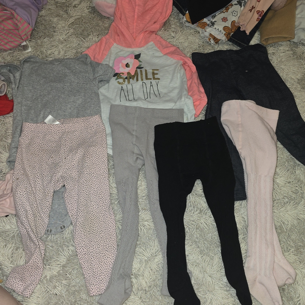 BUNDLE Kids Clothing Set with Hoodie and Leggings Tights 12-24 Mos